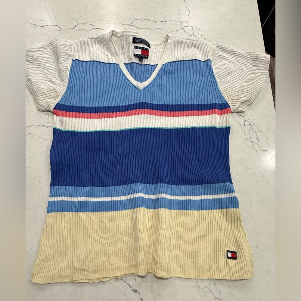 Vintage Tommy Hilfiger Women’s Top Short Sleeve Large - Picture 2 of 7